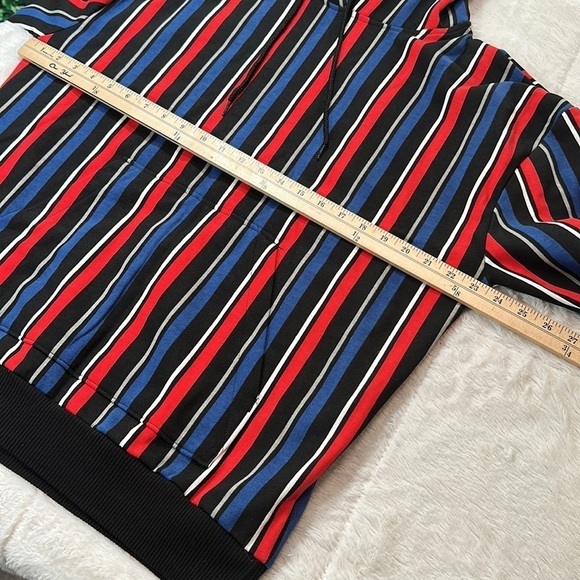 Urban Outfitters Small Vertical Striped Hoodie sweatshirt Red Blue Y2K 90s vibes - Picture 8 of 12